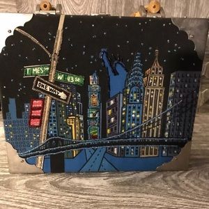 Vintage New York City  Beaded Cigar Box Purse Tote